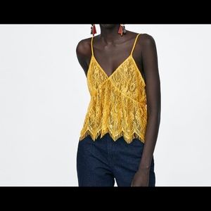 Zara Yellow Gold Lace Crop Top (Cover Up)